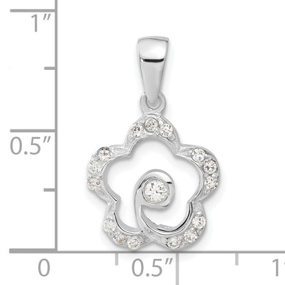 Sterling Silver Cz Flower Pendant