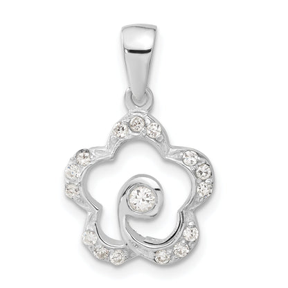 Sterling Silver Cz Flower Pendant