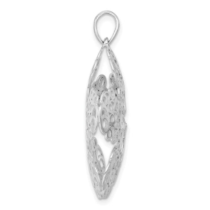 Sterling Silver Polished Filigree Flower Pendant