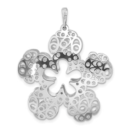Sterling Silver Polished Filigree Flower Pendant