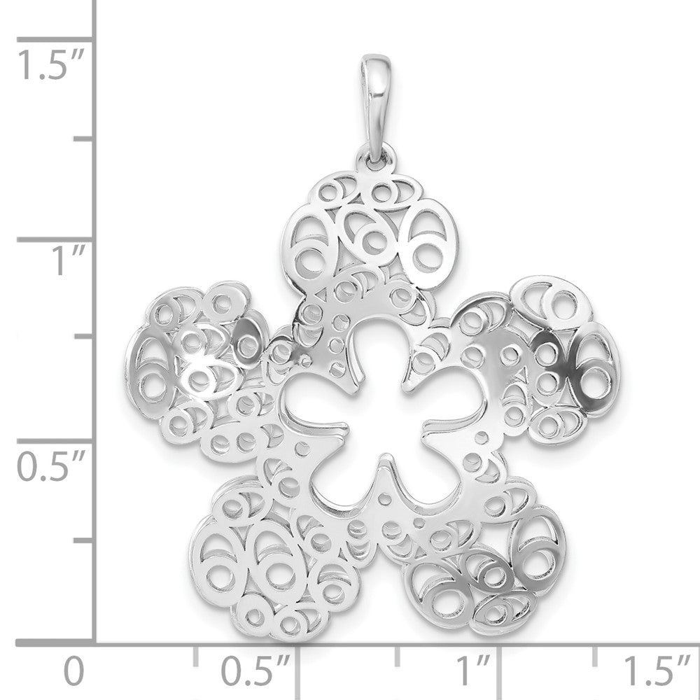 Sterling Silver Polished Filigree Flower Pendant
