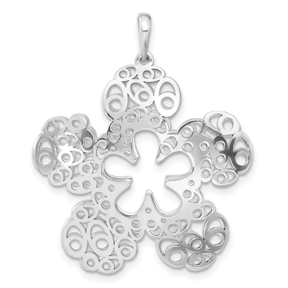 Sterling Silver Polished Filigree Flower Pendant