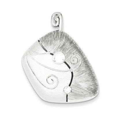 Sterling Silver Cz & Matte Curl Pendant