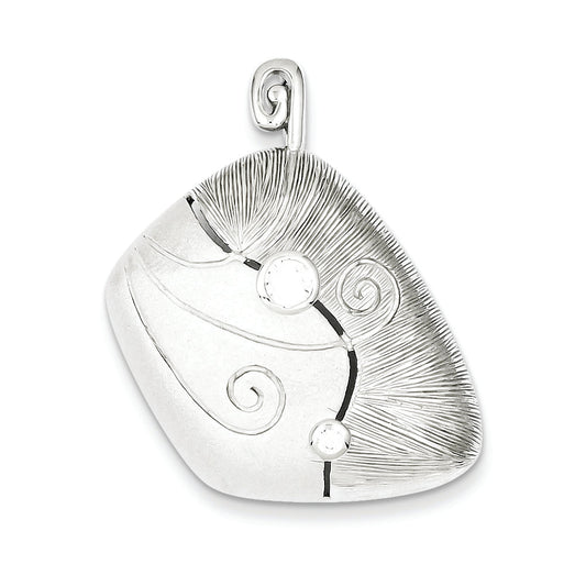 Sterling Silver Cz & Matte Curl Pendant