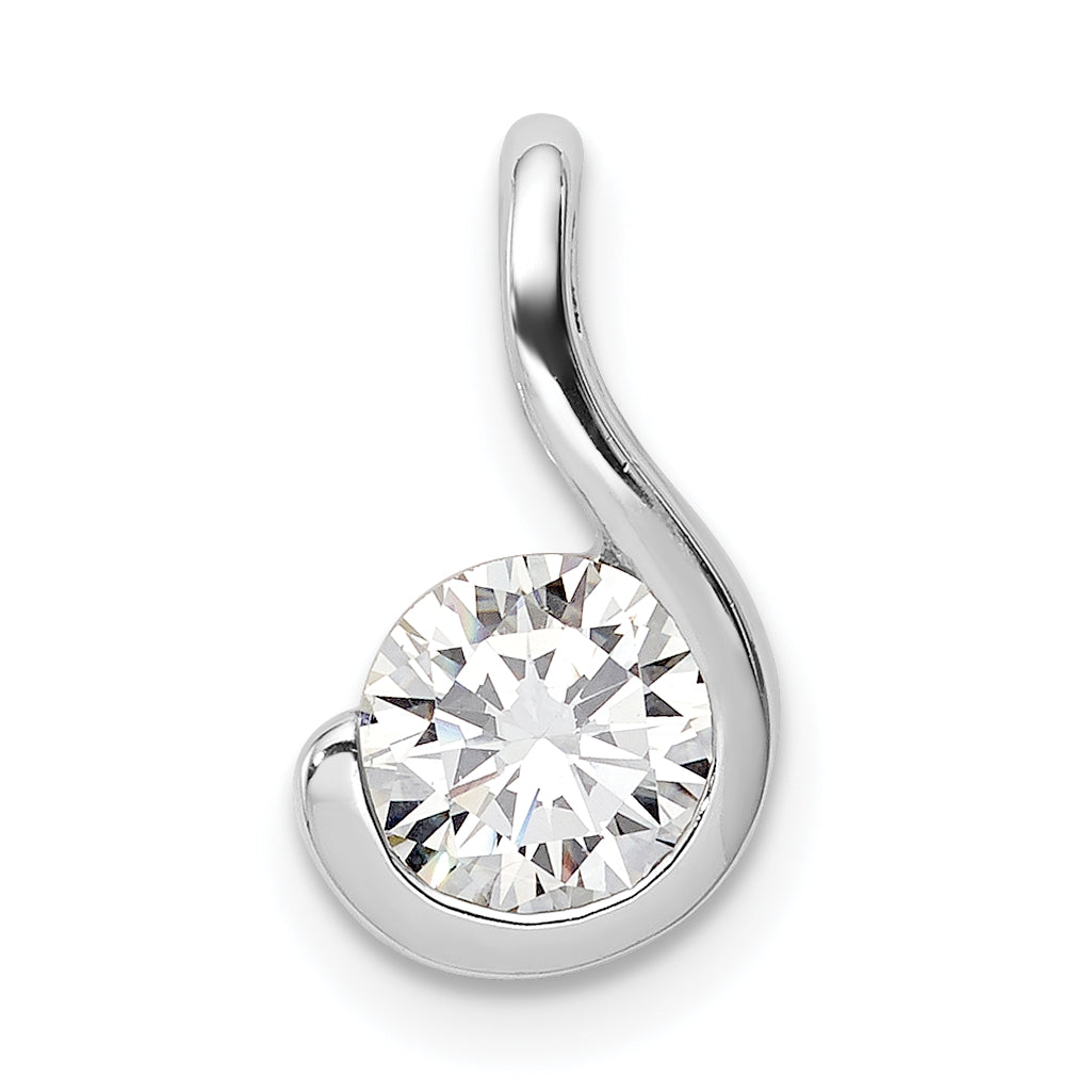 Sterling Silver Rhodium Plated Cz Pendant