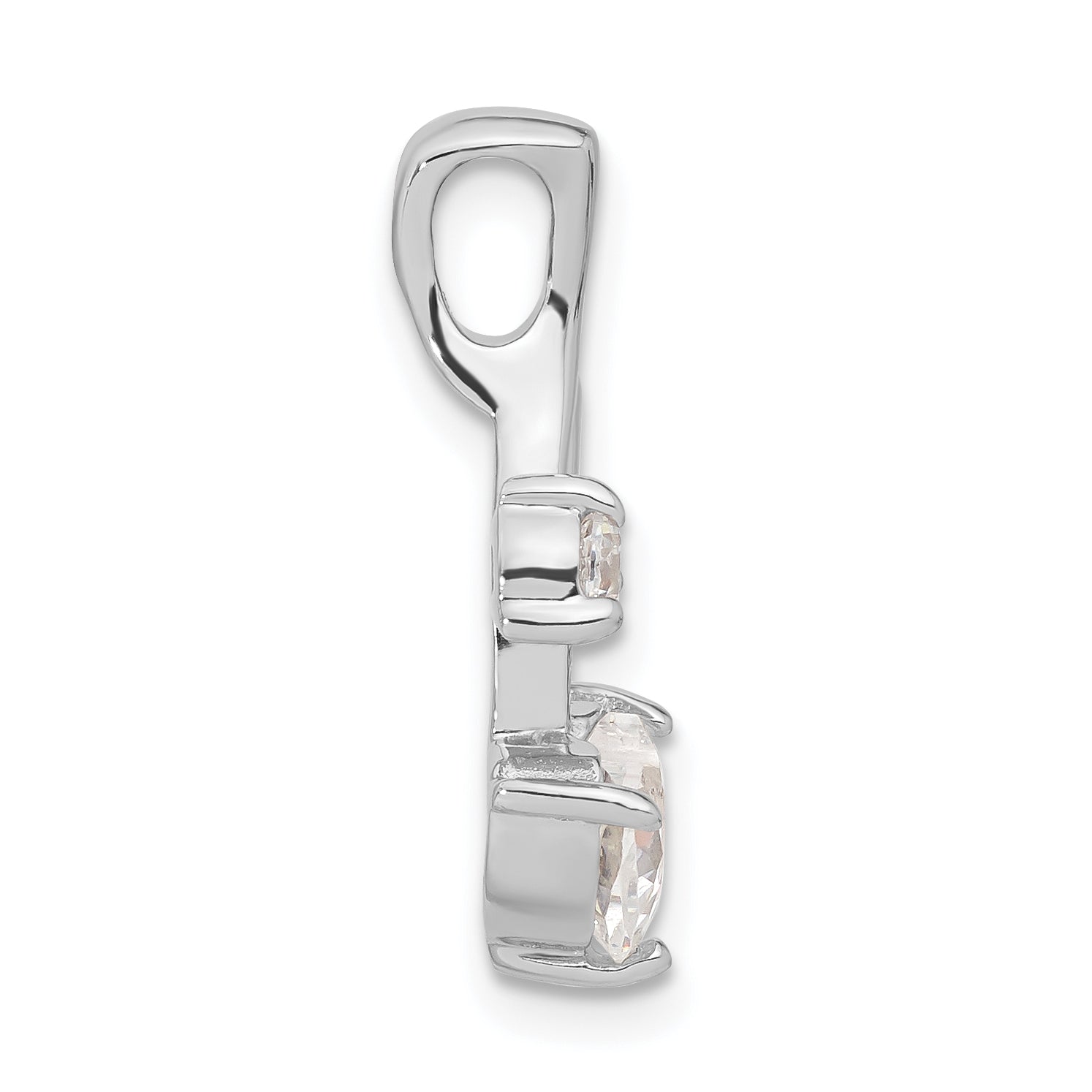 Sterling Silver Rhodium-Plated Cz Heart Pendant