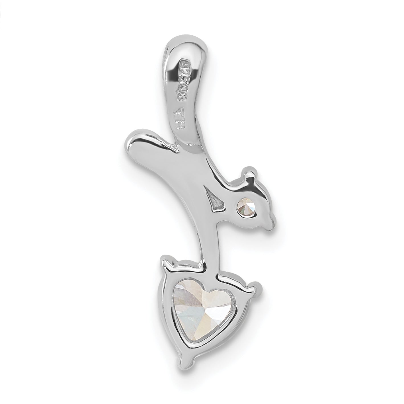 Sterling Silver Rhodium-Plated Cz Heart Pendant