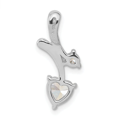 Sterling Silver Rhodium-Plated Cz Heart Pendant