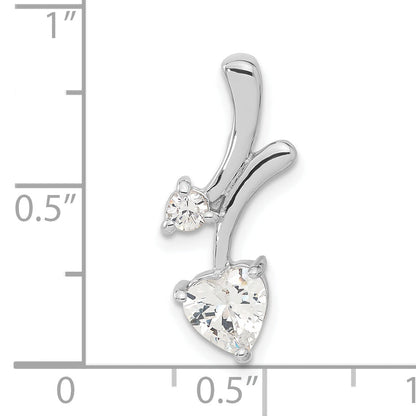 Sterling Silver Rhodium-Plated Cz Heart Pendant