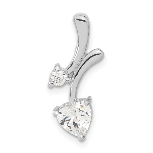 Sterling Silver Rhodium-Plated Cz Heart Pendant
