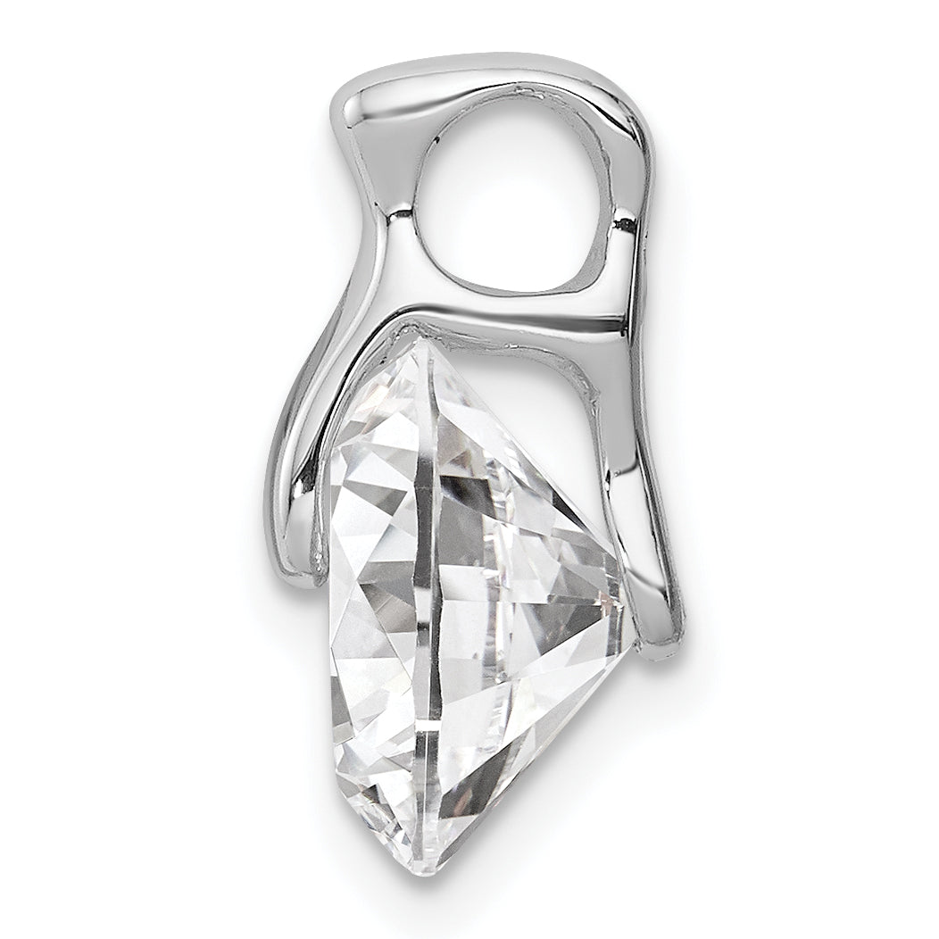 Sterling Silver Rhodium Plated Cz Pendant