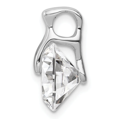 Sterling Silver Rhodium Plated Cz Pendant