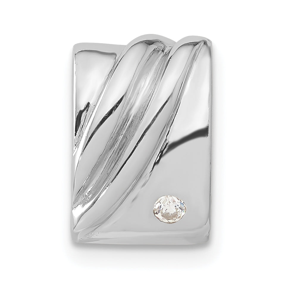 Sterling Silver Rhodium-Plated Cz Pendant Slide