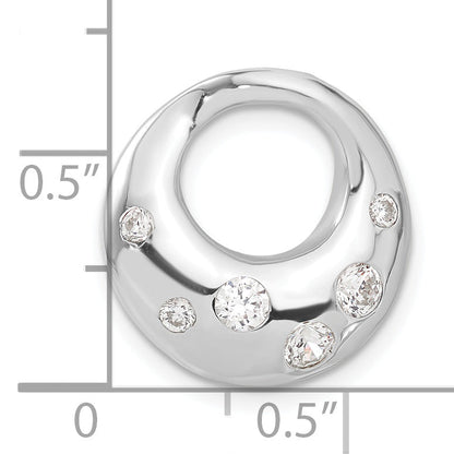 Sterling Silver Rhodium-Plated Cz Circle Pendant Slide