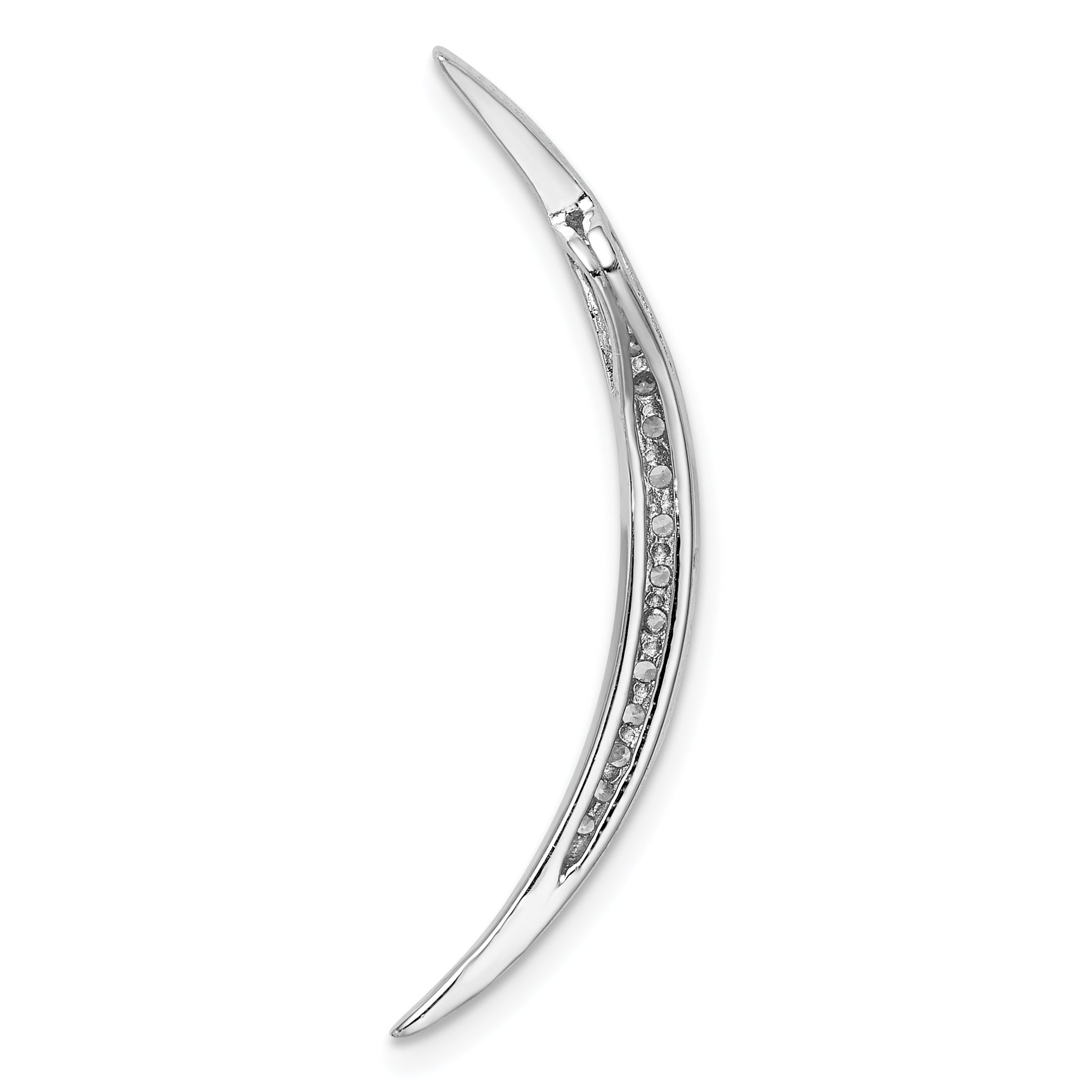Sterling Silver Rhodium-Plated Cz Moon Pendant