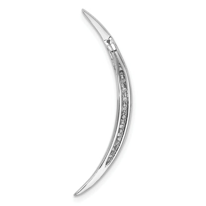Sterling Silver Rhodium-Plated Cz Moon Pendant