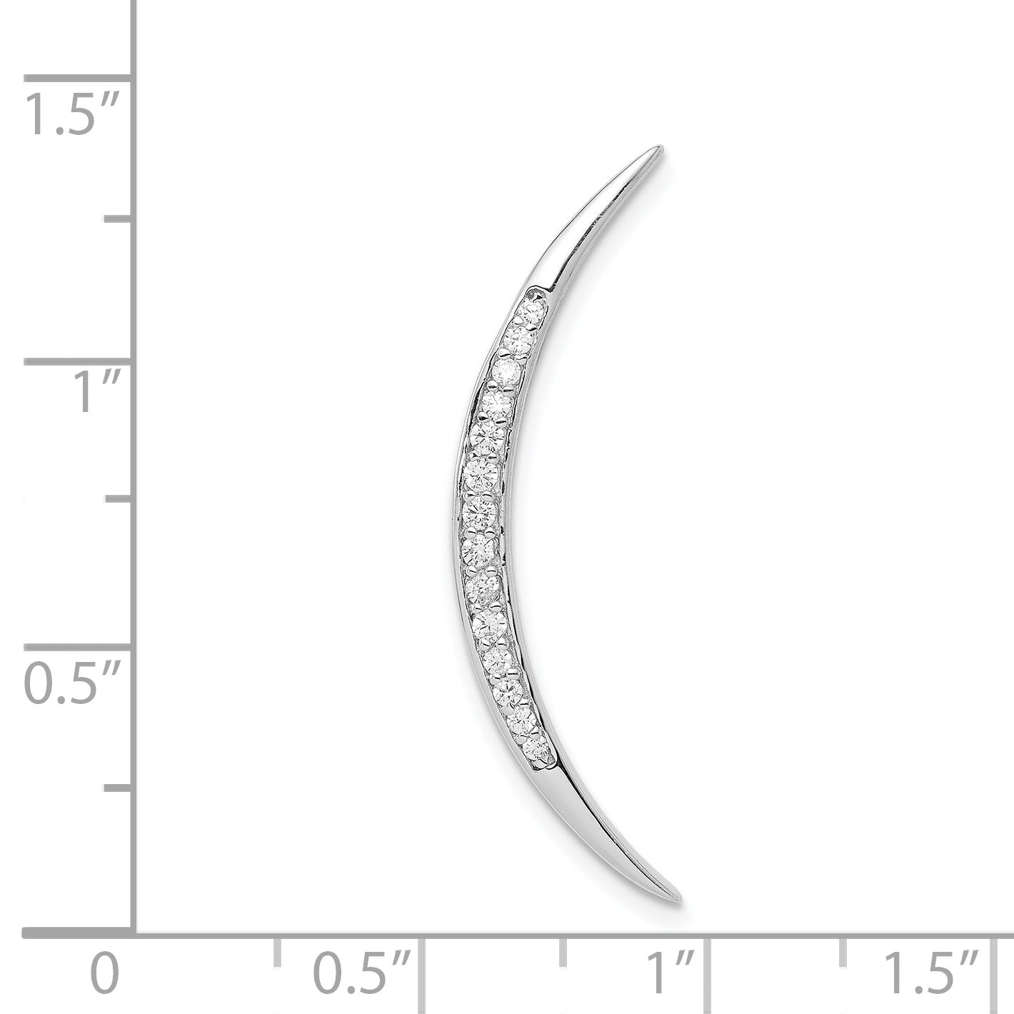 Sterling Silver Rhodium-Plated Cz Moon Pendant