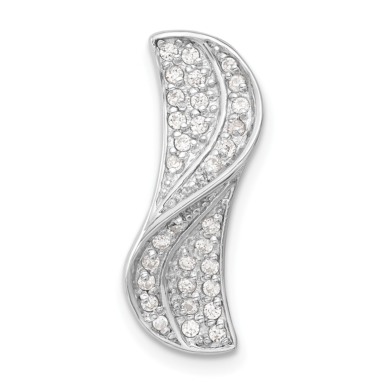 Sterling Silver Rhodium-Plated Cz Slide