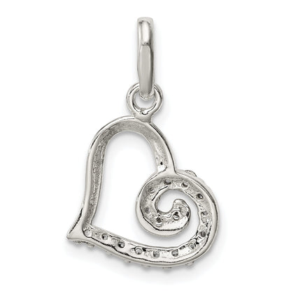 Sterling Silver Cz Heart Pendant