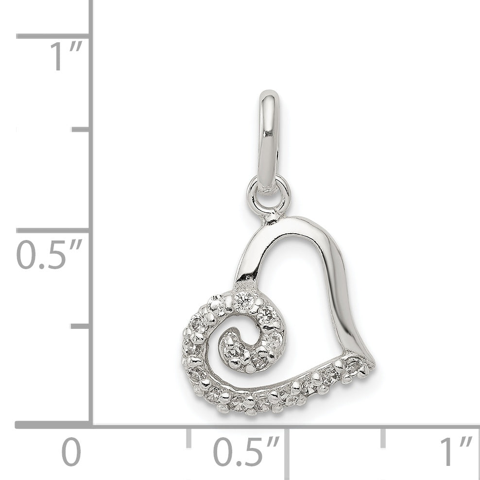 Sterling Silver Cz Heart Pendant