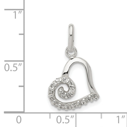Sterling Silver Cz Heart Pendant