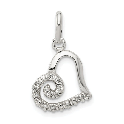 Sterling Silver Cz Heart Pendant