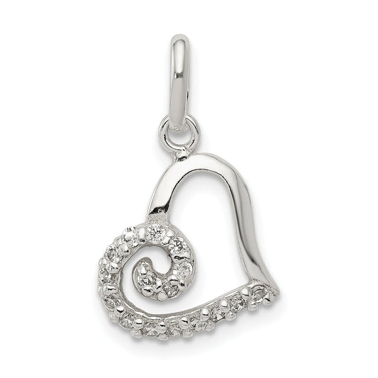 Sterling Silver Cz Heart Pendant