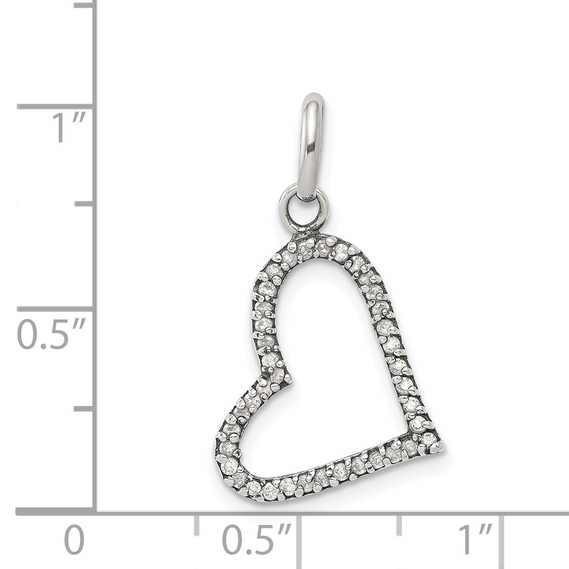 Sterling Silver Cz Heart Pendant
