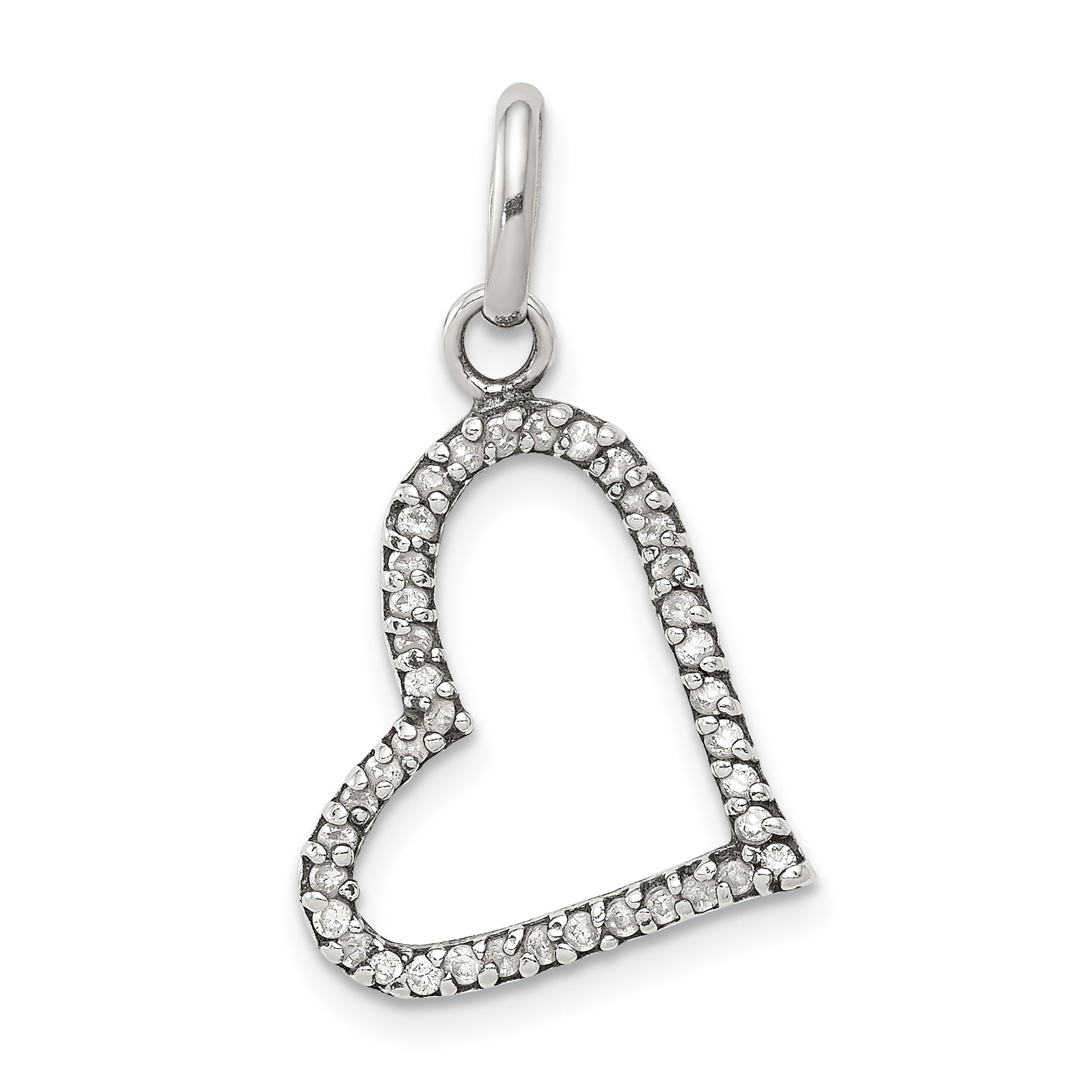 Sterling Silver Cz Heart Pendant