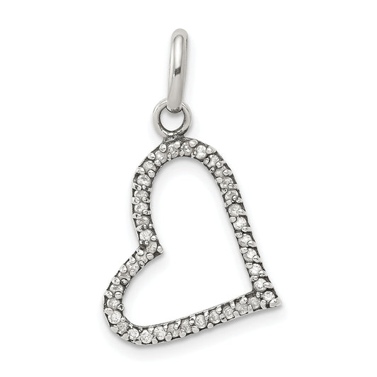 Sterling Silver Cz Heart Pendant