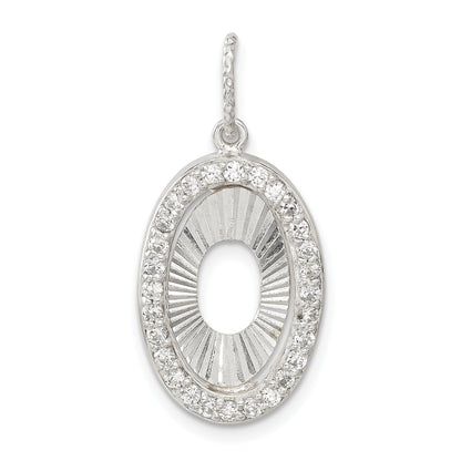 Sterling Silver & Flash Gold-Plated Cz Diamond-Cut Oval Pendant