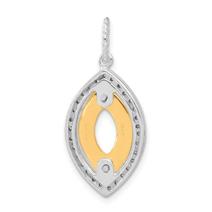 Sterling Silver & Flash Gold-Plated Cz Diamond Cut Pendant