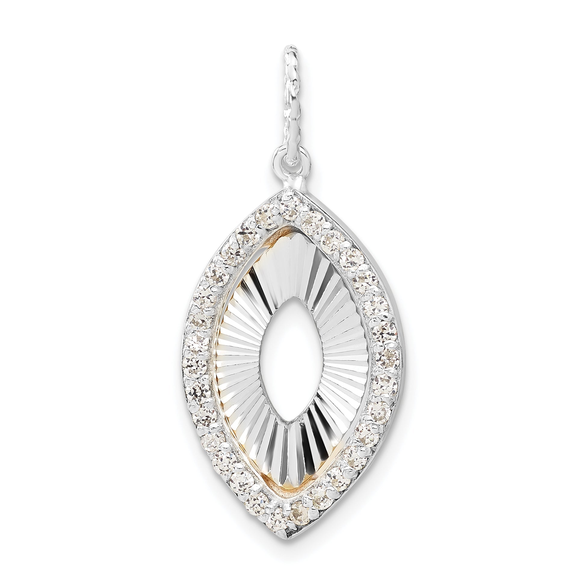 Sterling Silver & Flash Gold-Plated Cz Diamond Cut Pendant