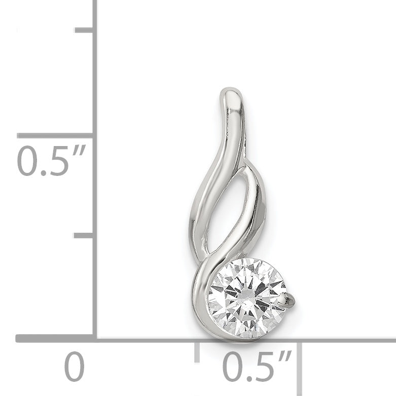 Sterling Silver Cz Pendant Chain Slide
