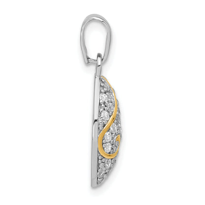 Sterling Silver & Gold-Tone Oval Swirl Cz Pendant