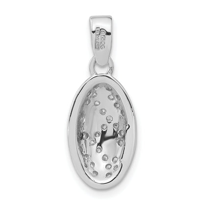 Sterling Silver & Gold-Tone Oval Swirl Cz Pendant
