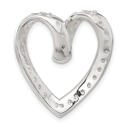 Sterling Silver Cz Heart Chain Slide