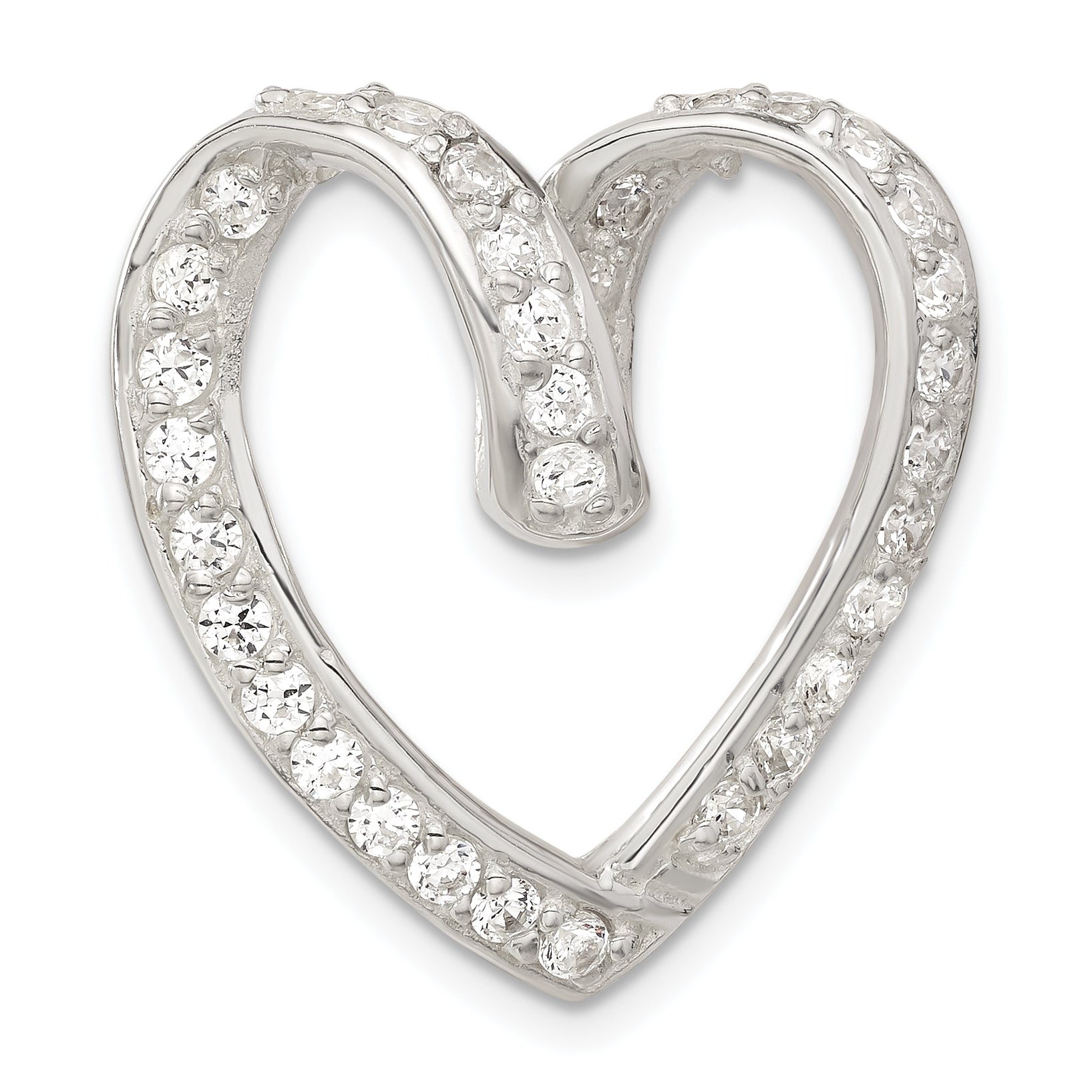 Sterling Silver Cz Heart Chain Slide