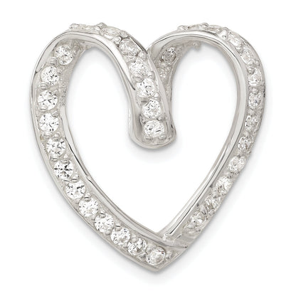 Sterling Silver Cz Heart Chain Slide