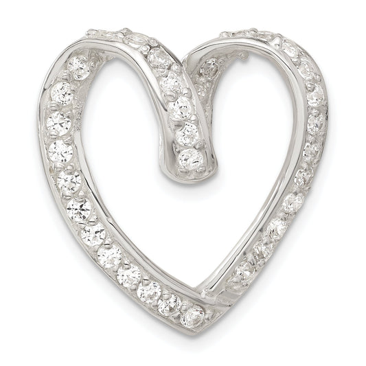 Sterling Silver Cz Heart Chain Slide