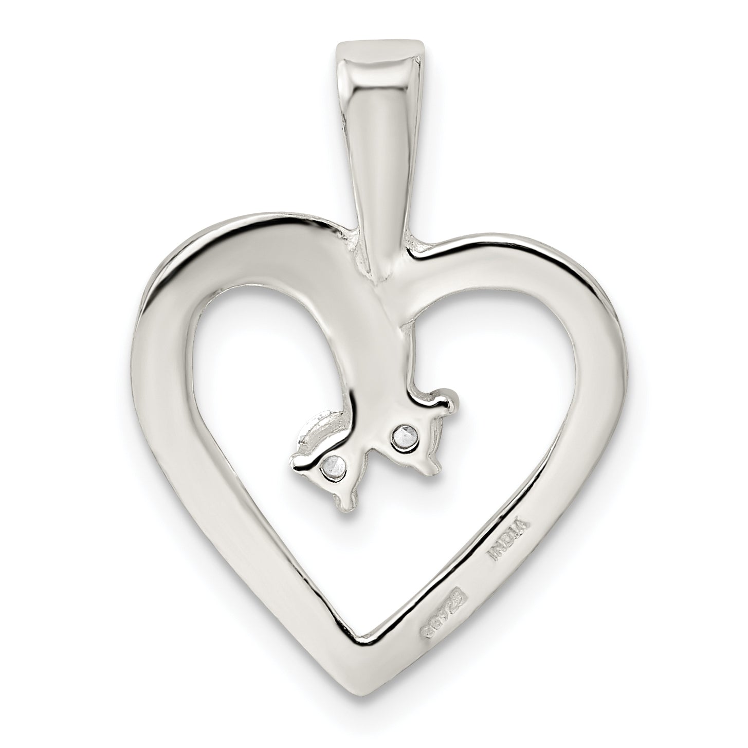 Sterling Silver Cz & Heart Pendant