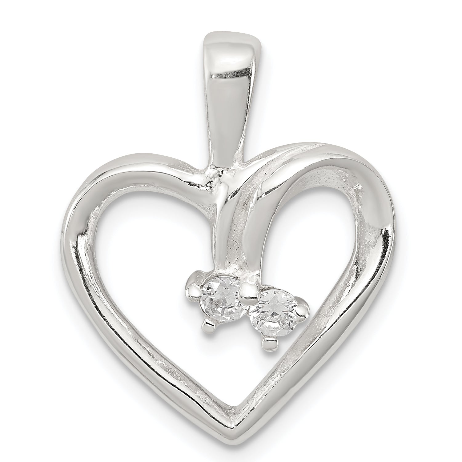 Sterling Silver Cz & Heart Pendant