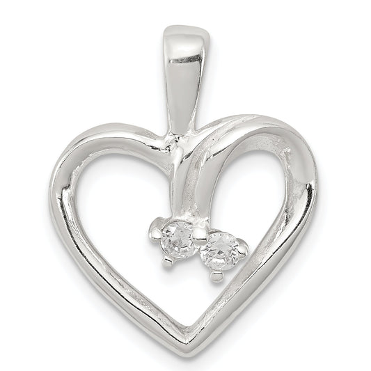 Sterling Silver Cz & Heart Pendant