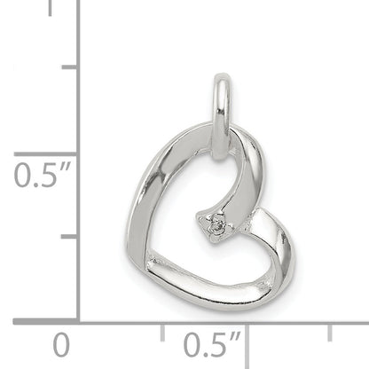 Sterling Silver Heart With Cz Pendant