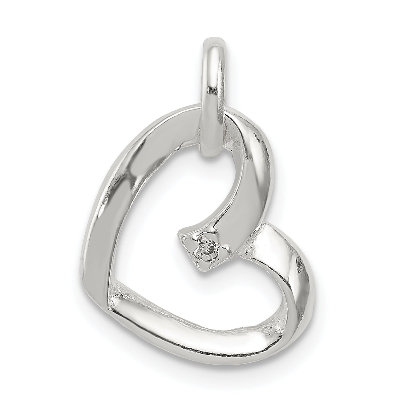 Sterling Silver Heart With Cz Pendant