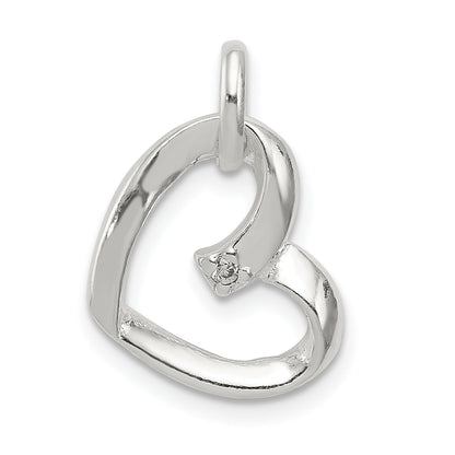 Sterling Silver Heart With Cz Pendant