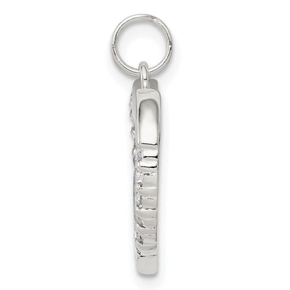 Sterling Silver Cz & Heart Pendant