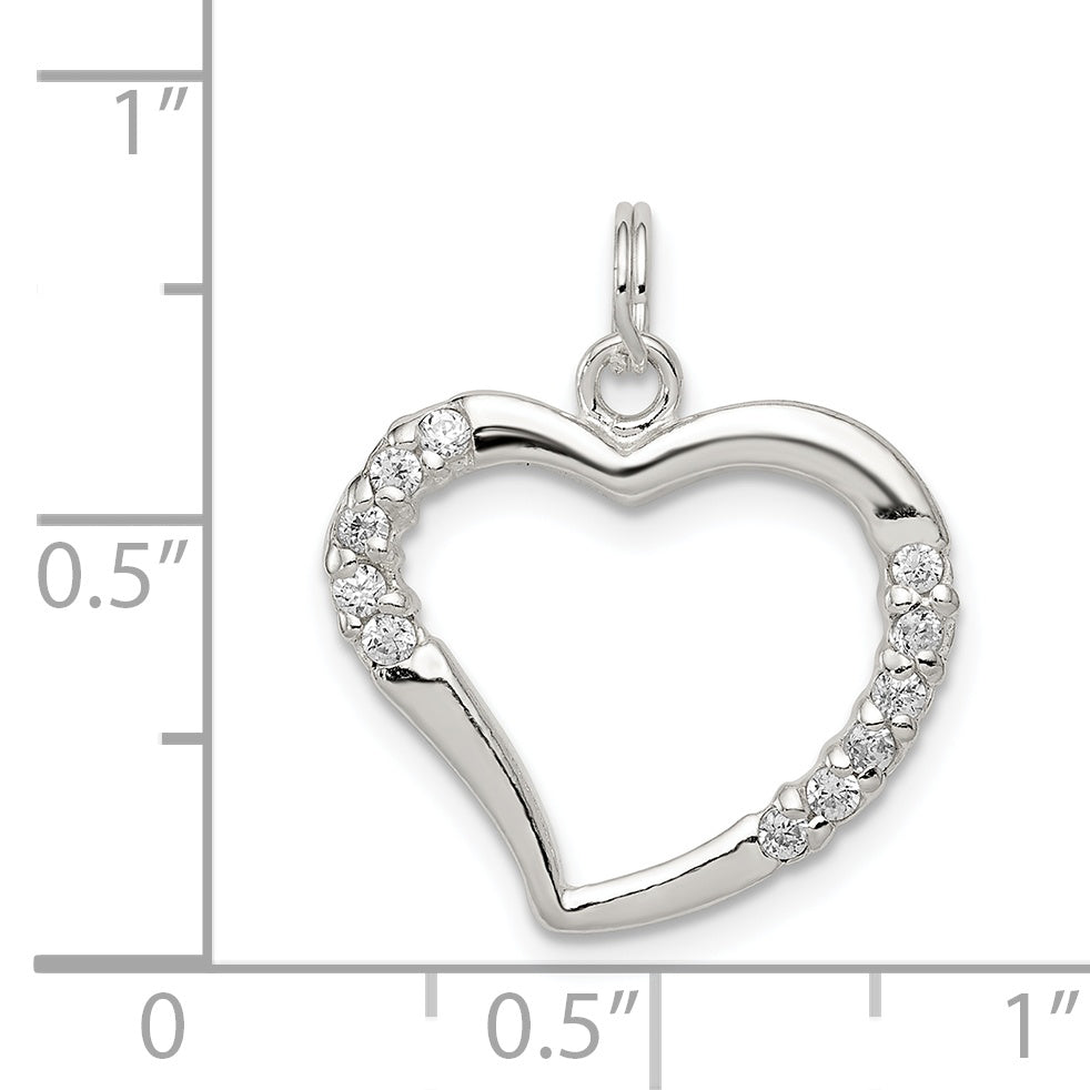 Sterling Silver Cz & Heart Pendant