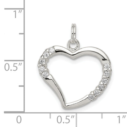 Sterling Silver Cz & Heart Pendant
