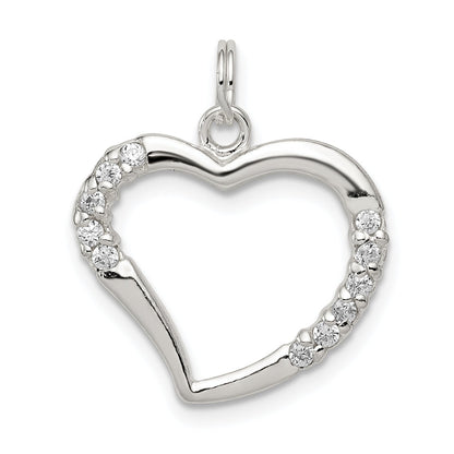 Sterling Silver Cz & Heart Pendant